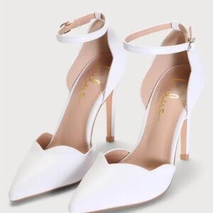 Lulu white wedding heels
